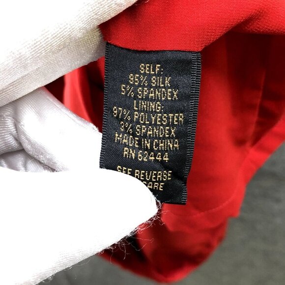 Nicole Miller Sheath Dress Size 10 Red Silk Blend Cap Sleeve Pleated Formal - Picture 10 of 10